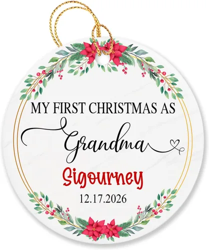 Vista 8 de Adorno de Navidad personalizado de segundo regalo para bebé, hijo, hija, nombre personalizado, reno, corona de bebé, adorno de Navidad 2025, adorno