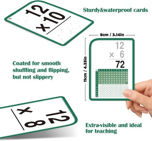 Vista 6 de Tarjetas flash de multiplicación para 3er grado – 175 tarjetas flash matemáticas – Times Table Flash Cards – Todos los hechos 0-12 codificados por