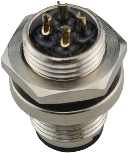 Vista 4 de Conector de montaje en panel de aviación masculina M12, 4 pines, impermeable, panel de chasis, montaje trasero, conector de sensor de zócalo
