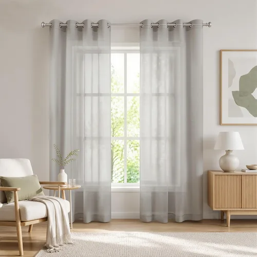 Vista 53 de KOUFALL Cortinas traslúcidas negras de 45 pulgadas de largo para ventanas de sótano, juego de 2 paneles con ojales, cortinas cortas Negro