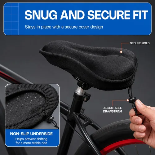 Vista 9 de Revas - Cojín acolchado para asiento de bicicleta que absorbe los golpes, para viajes largos y cómodos Acolchado universal para asiento