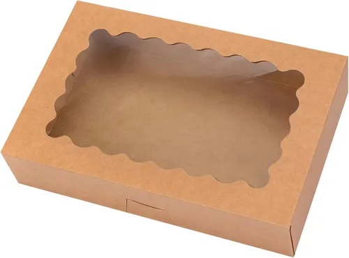 Vista 8 de Moretoes 32 cajas de galletas, cajas de panadería de 8 x 6 x 2.5 pulgadas Marrón-paquete de 32