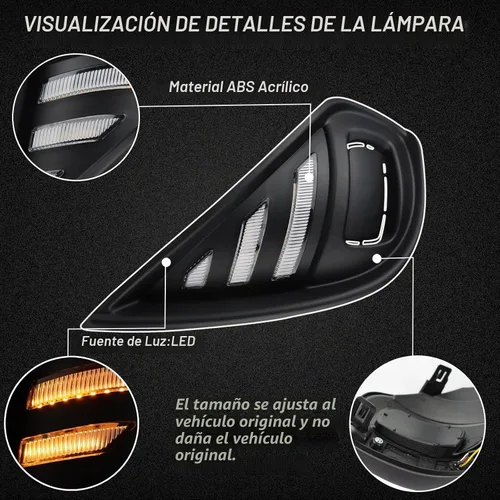Vista 2 de Juego de luces LED de parachoques delantero con conmutación blanca/ámbar para niebla y circulación diurna con función de señal intermitente LED
