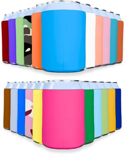 Vista 24 de PartyPrints Paquete de 25 Fundas Negras en Blanco para Enfriar Latas, Espuma Aislante Personalizable a Granel para Cerveza, Soporte de Bebida Liso