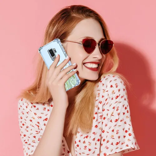 Vista 6 de Funda de teléfono para Galaxy S9 Plus, Samsung S9+ G965U, funda transparente con patrones de jardín de flores, funda protectora para Samsung Galaxy