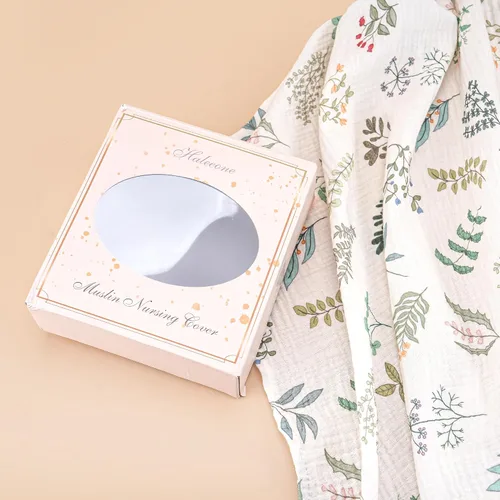 Vista 4 de Haleeone Funda de lactancia de muselina para lactancia materna, transpirable, con cuello de arco para mamá, delantal de lactancia 100% algodón