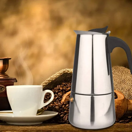 Vista 9 de elabo Máquina de café expreso y olla Moka para estufa de gas o cerámica eléctrica, cafetera italiana para espresso italiano, capuchino y café