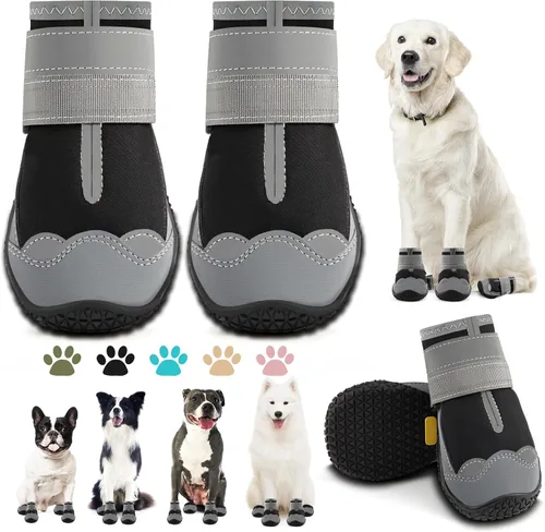 Vista 12 de Botas para perros grandes, botas para perros medianos y protectores de patas para suelos de madera dura, botines para perros al aire libre