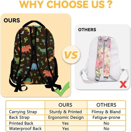 Vista 4 de Mochila de dinosaurio para niños y niñas, mochila de 16 pulgadas para niños y estudiantes, mochilas escolares de gran capacidad para niños
