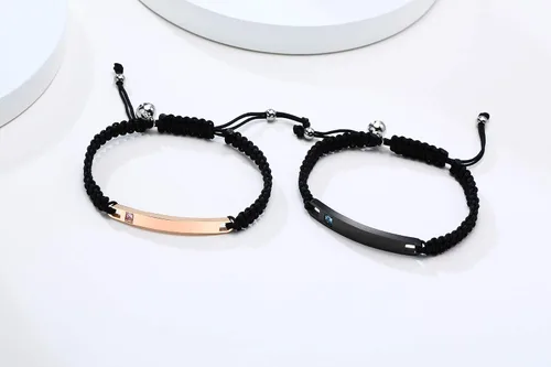 Vista 3 de MEALGUET - Pulseras magnéticas personalizadas para parejas de atracción mutua, pulseras de identificación trenzadas con nombre, conjunto de pulseras