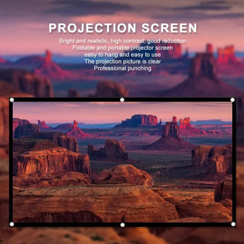 Vista 2 de Pantalla de proyección 16:9, pantalla de proyector plegable portátil Pantalla de proyector HD profesional para (100 pulgadas)