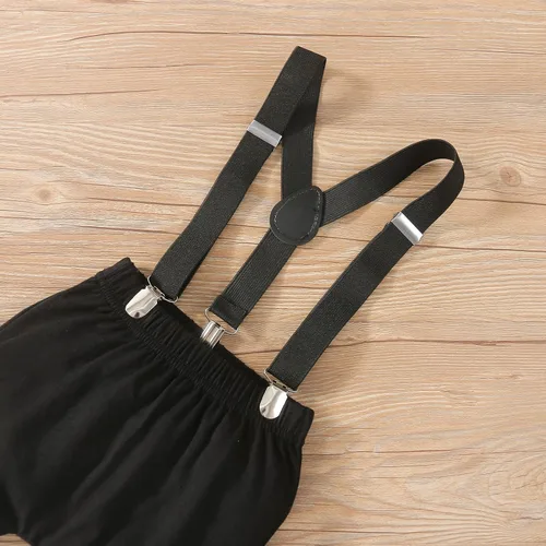 Vista 29 de Ropa divertida para el primer cumpleaños para bebé, ropa para bebé, con corbatín, mameluco, pantalones, conjunto de tirantes, trajes de pastel