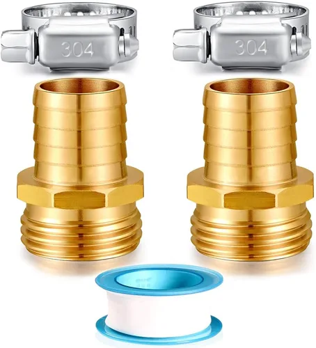 Vista 12 de Kit de reparación de manguera de jardín de latón sólido YELUN, conector con abrazaderas 1/2" púas x 3/4" hembra, apto para accesorios de manguera