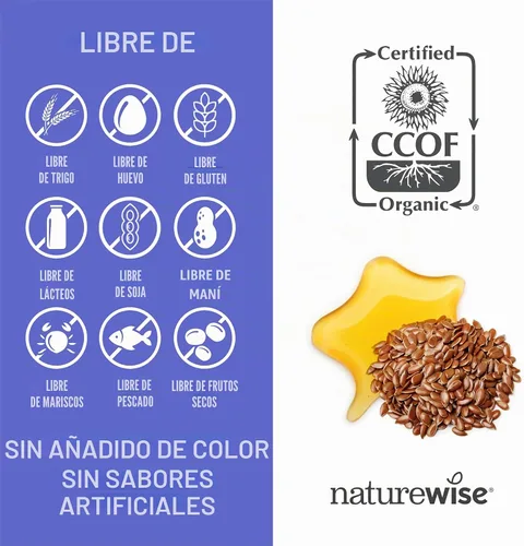 Vista 5 de NatureWise Aceite de linaza de 1200 mg, Omega 3 6 9 sin pescado con 720 mg de ALA, suplemento dietético para apoyo a la salud cardíaca, orgánico