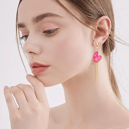 Vista 6 de Asymmetrical Heart Earrings Heart Drop Earrings Heart Dangle Earrings For Women Birthday