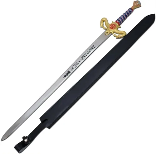 Vista 32 de Medieval Warrior Knights Templar Long Sword with Sheath Steel Guard, Leather Wrapped Handle