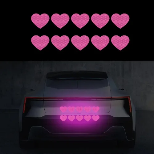 Vista 18 de 10 calcomanías de vinilo de corazón para automóviles, cubierta reflectante de alta intensidad para arañazos, calcomanías para parachoques de Azul