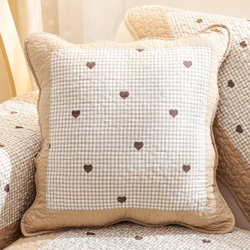 Vista 15 de vctops Juego de 2 fundas de almohada decorativas de algodón a cuadros de búfalo de granja, fundas de cojín cuadradas acolchadas