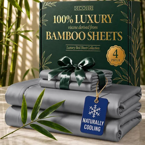 Vista 38 de DECOLURE Sábanas de Viscosa 100% Derivada de Bambú Tamaño Full - Juego de Sábanas de Lujo de 6 Piezas Naturalmente Refrescantes, Ultra Suaves Negro