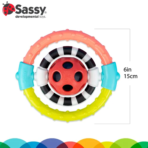 Vista 4 de Sassy Anillo flexible giratorio y masticable con giradores de doble acción, para mayores de 0 meses