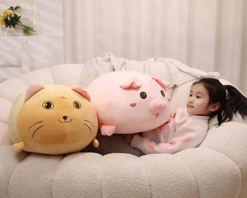 Vista 8 de YESGIRL Almohada de felpa de gato súper suave de 20 pulgadas, adorable juguete de peluche, peluche de gato kawaii gordito para niños y niñas, bonita