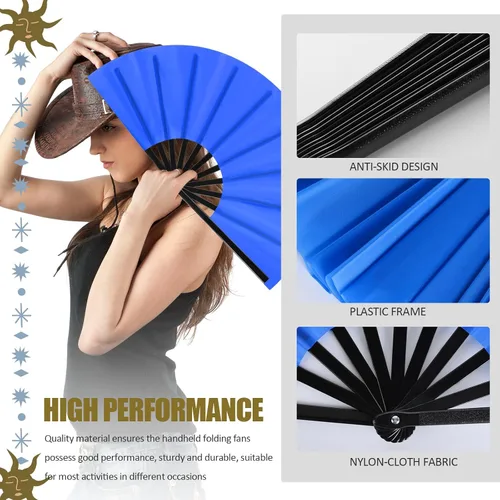 Vista 5 de Blulu 8 piezas de abanicos grandes plegables para baile en línea de 13 pulgadas, abanico en el suelo para baile en línea para mujeres y hombres
