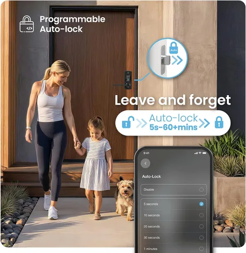 Vista 7 de Lockly Secure Pro Smart Lock con asa, huella digital biométrica y teclado patentado PIN Genie antiespía, cerradura de puerta de entrada sin llave