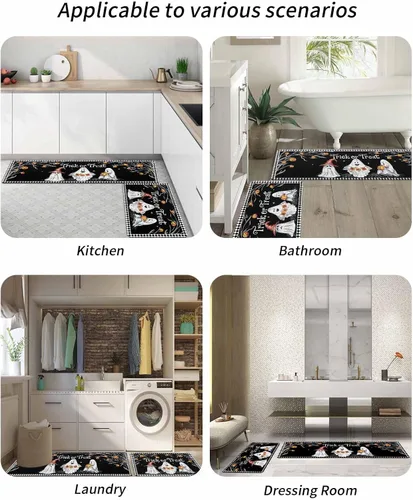 Vista 6 de Tapete de baño de Halloween para bañera, antideslizante, de secado rápido y absorbente, tierra de diatomeas, fregadero, dormitorio, cocina, lavable