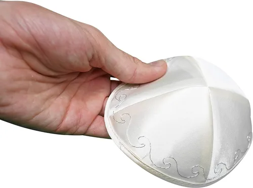 Vista 4 de Juego de gorro de satén para hombres y niños, hermoso, transpirable, cómodo, suave, Yamaka Kippa