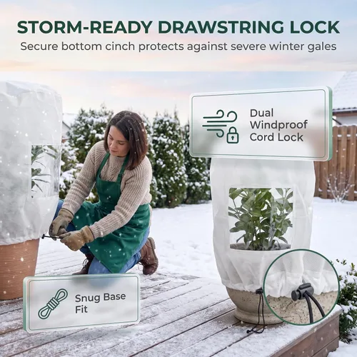 Vista 5 de Plant Frost Protection Covers with Viewing Window, Zipper & Drawstring, Reusable Winter Plant Covers for Outdoor Plants, Shrubs and Small Trees