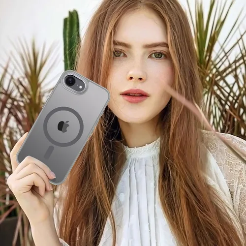 Vista 880 de Anuck - Funda magnética para iPhone 11 compatible con MagSafe, carcasa trasera mate translúcida dura, borde de TPU, delgada, resistente a impactos