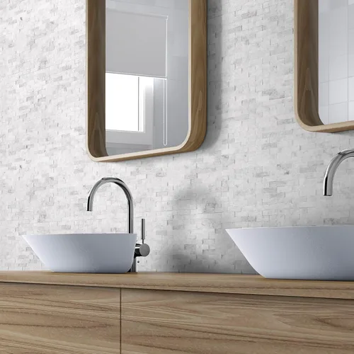 Vista 8 de SUNWINGS Azulejos de mármol autoadhesivos de piedra natural 3D de 5 hojas, 10.63 x 11.22 pulgadas, para pegar en el protector contra salpicaduras