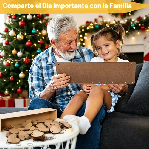 Vista 5 de Regalos de cumpleaños para mamá y abuela, calendario de madera con placa de recordatorio de cumpleaños familiar para colgar en la pared, presente A.