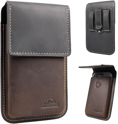 Vista 9 de Topstache Funda de cuero para teléfono celular con clip para cinturón, soporte para teléfono celular con tapa para iPhone 17/16/15/14/13/12 - Funda