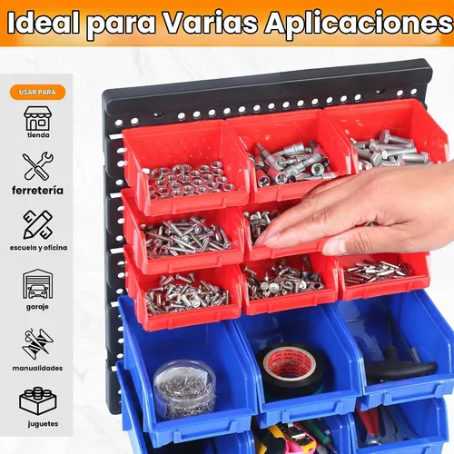 Vista 4 de Maxworks 80694 30-Bin Soporte de almacenamiento para pared para Tuercas, Pernos, tornillos, clavos, abalorios, Botones, otras pequeñas partes
