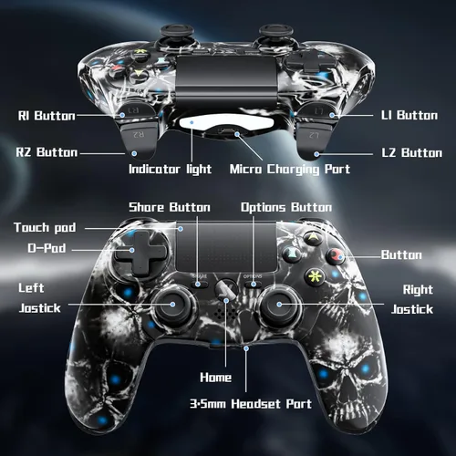 Vista 5 de ISHAKO for PS4 Controller Wireless, Controller Gamepad Compatible with Playstation 4SlimProPCAndroidMac with USB Cable,Dual Vibration,6-Axis Motion