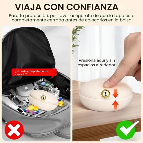 Vista 6 de iplusmile Organizador de píldoras de viaje, 4 compartimentos, pastillero portátil, caja de medicina diaria para vitaminas grandes, contenedor a