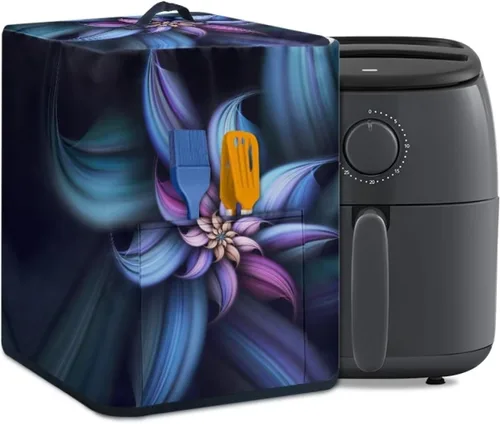 Vista 19 de Air Fryer Oven Dust Cover with Handle and Pocket, Easy Cleaning Electric Appliance Cover, Brown Flower Flor marrón (Brown Flower)
