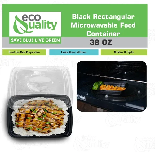 Vista 5 de Paquete de 150 recipientes reutilizables de almacenamiento de alimentos de 38 onzas con tapas, rectangulares sin BPA, aptos para congelador
