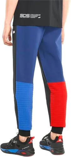 Vista 2 de PUMA Pantalones deportivos deportivos para hombre BMW M Motorsport con cierre ajustable Marina-azul estampado-rojo High Risk