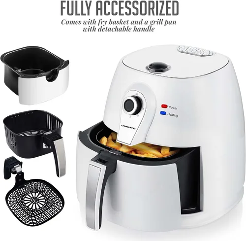 Vista 3 de OVENTE Freidora de aire compacta, olla caliente eléctrica de 3.2 cuartos de galón con potencia de 1400 W, temperatura ajustable, apagado automático