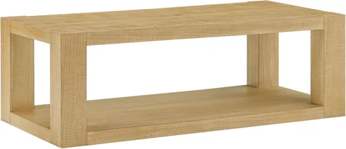 Vista 31 de Mesa auxiliar moderna de madera rústica de 2 niveles, mesas de noche compactas para sala de estar, mesita de noche rectangular minimalista