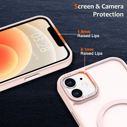 Vista 823 de Anuck - Funda magnética para iPhone 11 compatible con MagSafe, carcasa trasera mate translúcida dura, borde de TPU, delgada, resistente a impactos