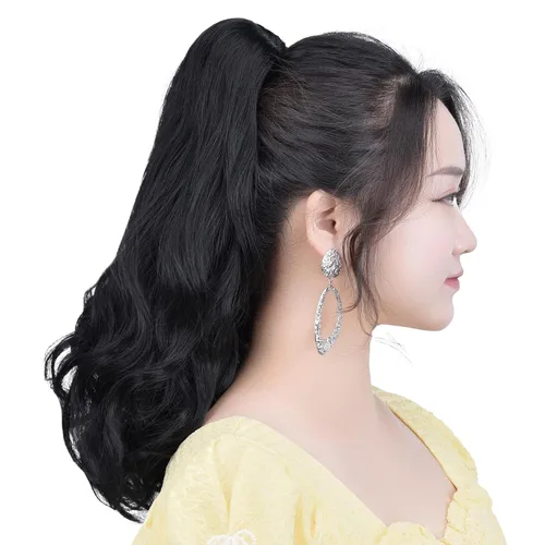 Vista 64 de Cola de caballo con clip, color castaño rojizo, ondulado de 10 pulgadas, extensión de cola de caballo de 3.3 onzas, extensiones de cabello sintético