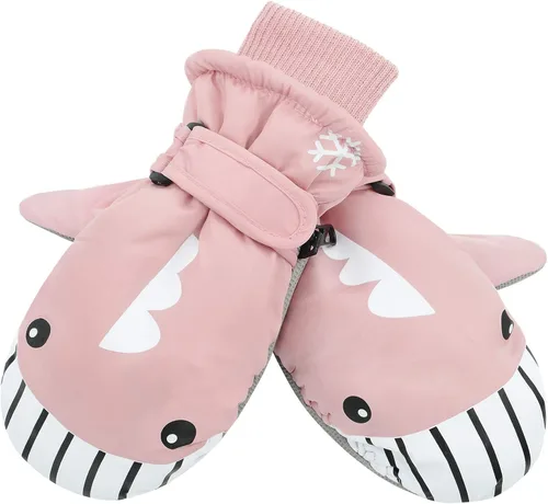 Vista 2 de American Trends Guantes de nieve de invierno para niños pequeños, guantes de esquí impermeables de forro polar cálido para niños y niñas