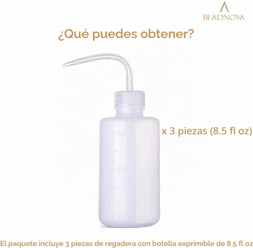 Vista 3 de BEADNOVA Botella exprimible para regar plantas, 8.5 fl oz, 8 onzas, pequeña regadera de plástico para plantas de interior y suculentas (3 unidades)