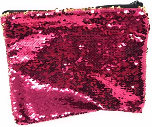 Vista 5 de Estuche de lentejuelas Mermaid fucsia y dorado - Grande, Oro