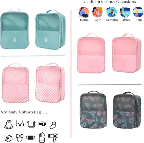 Vista 6 de Accesorios de viaje, bolsas de zapatos para almacenamiento, bolsas de viaje, esenciales de viaje, cubos de embalaje de equipaje con asa, organizador