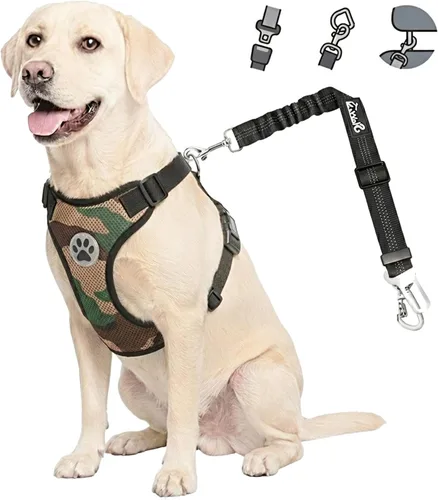 Vista 19 de Lukovee Cinturón de seguridad para perro para el coche, arnés de coche ajustable para perros grandes, medianos y pequeños, cinturón de seguridad