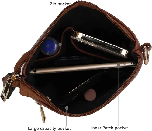 Vista 4 de MKF - Bolso bandolera para mujer, correa ajustable, piel sintética, diseño cruzado